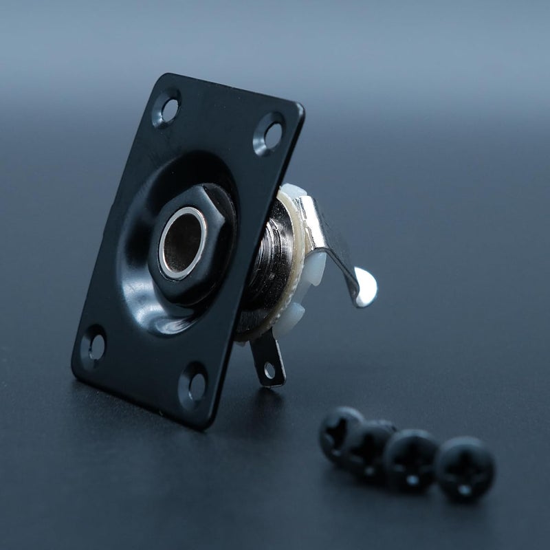 harpfeas Metal 1/4 Output Jack Plate Input Jack Socket for Tele SG Style Electric Guitar Parts Replacement (Black) - Image 4